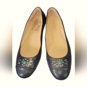 Coach Black Embellished Women's Leather Farrell Ballet Flats Size 7 B